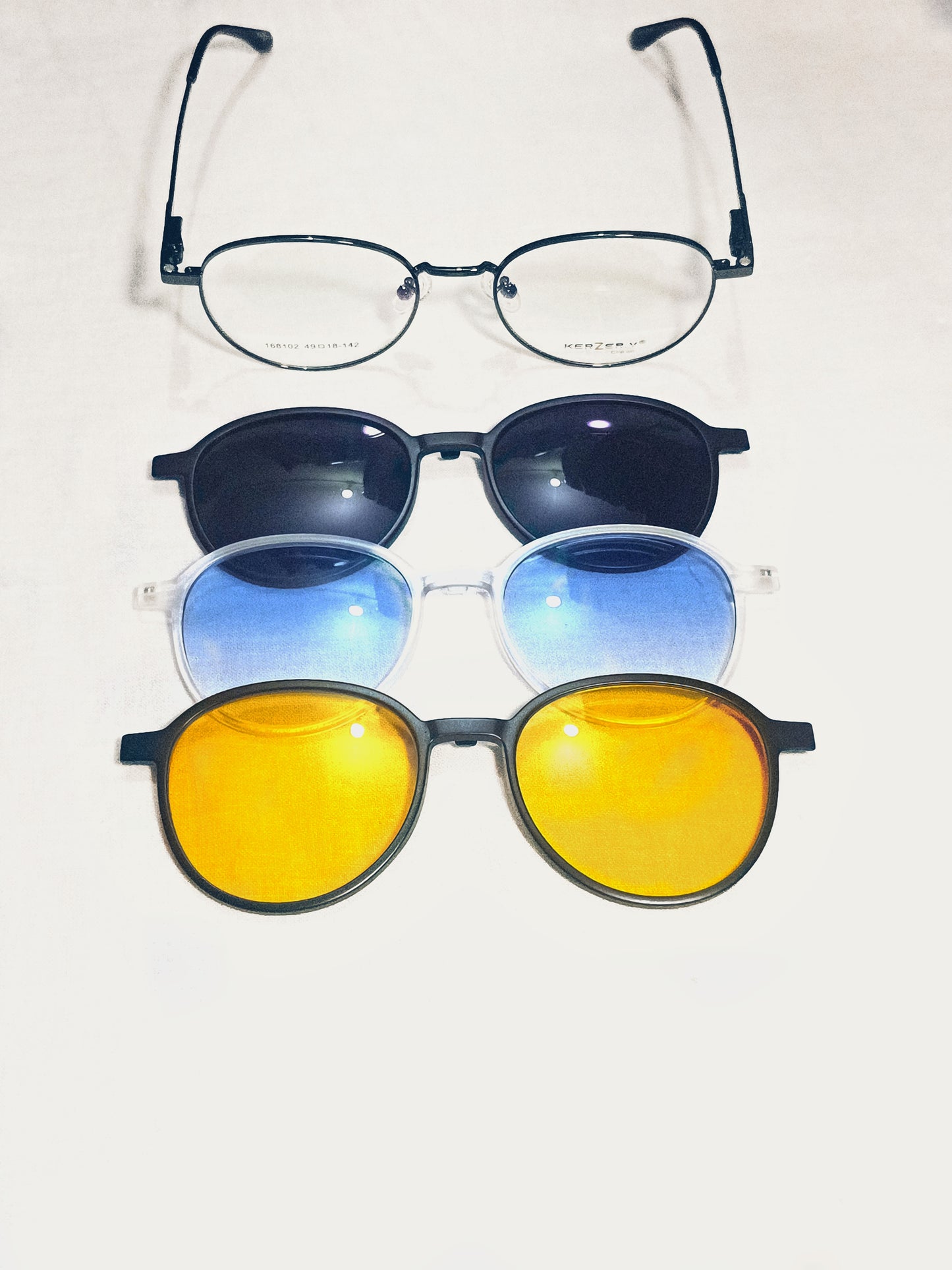 4-in-1 Magnetic Clip-On Premium Gunmetal Eyeglass | Premium Quality | Free Lens & Delivery